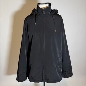 Nautica Black Hooded Zip Up Water Resistant Midweight Jacket Womens Petite XLP